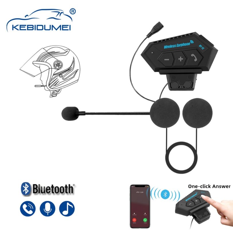 Kebidumei Bt-12 Motorcycle Helmet Bluetooth Headset Intercom Moto Bike Motorbike Wireless Earphone with Microphone