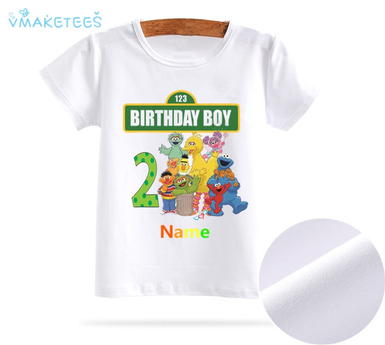 Kid Sesame Street Birthday Boy Number Bow 1 9 T shirt Children short sleeve Clothing Funny