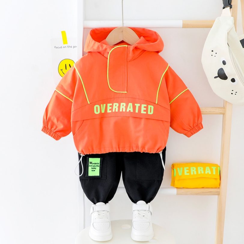 Kids Boy Clothes For Toddler Girl 2021 Fashion Casual Hooded Infant Baby Set Spring Letter Clothing Tracksuit 1 2 3 4 5 6 Years