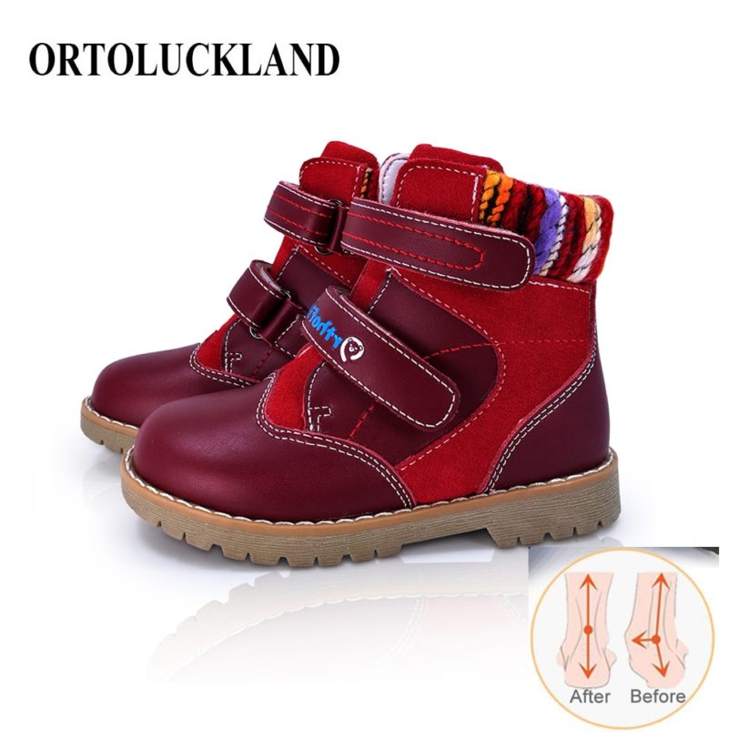 Kids Casual Shoes For Girls New Genuine Leather Orthopedic Footwear Children Boys Autumn Winter Warm Ankle Boots Size10 11 12