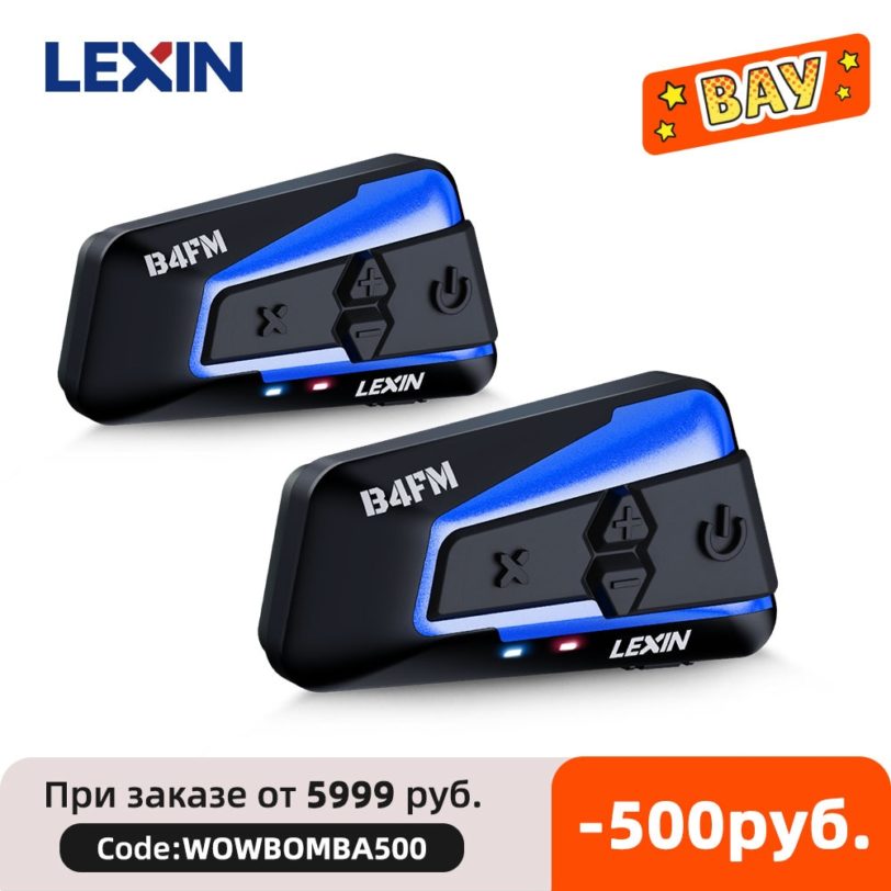 Lexin Motorcycle Bluetooth Helmet Headset Intercom 4 Riders 1600M Wireless BT Intercomunicador Moto B4FM Intercomunicadores de casco