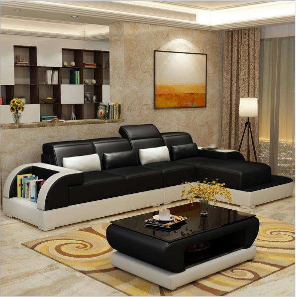 Living Room Sofa set corner sofa couch L shape sectional genuine real leather sectional sofas muebles