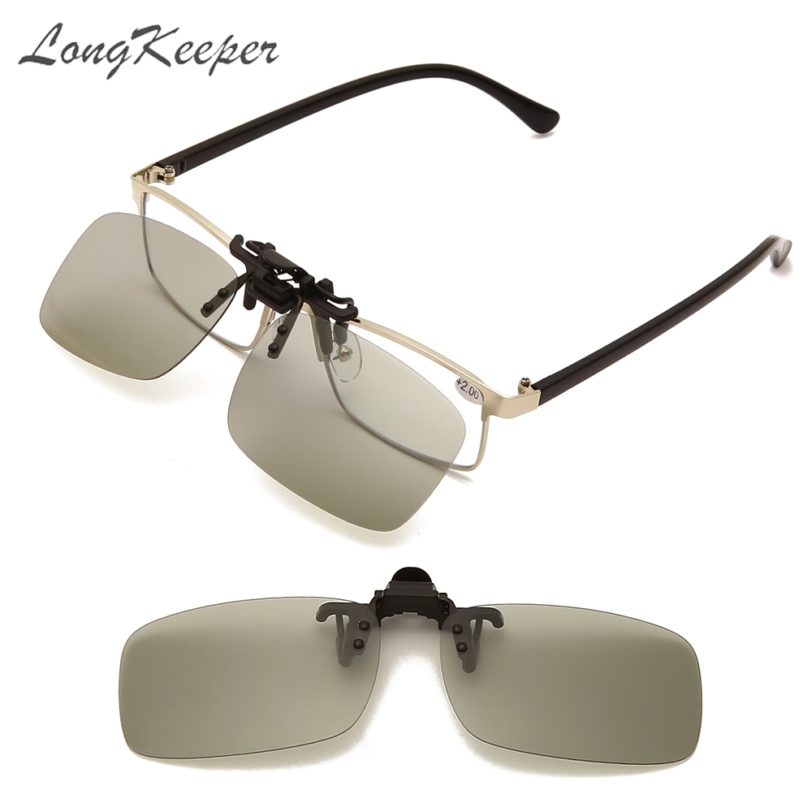 LongKeeper Polarized Photochromic Lenses Clip On Sunglasses Car Driver Goggles Anti UV Sun Glasses Driving Eyewear