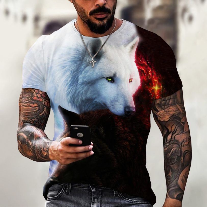 Lovers Wolf Printed T shirts Men 3d T-shirts Drop Ship Top Tee Short Sleeve Camiseta Round Neck Tshirt Fashion Casual Brand