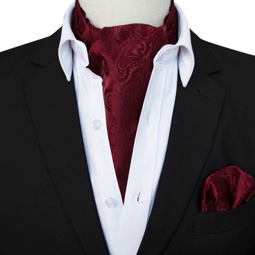 Luxury Men's Vintage Paisley Cashew Tie Scarf Wedding Formal Cravat Ascot Scrunch Self British Gentleman Silk Soft Neck Tie set