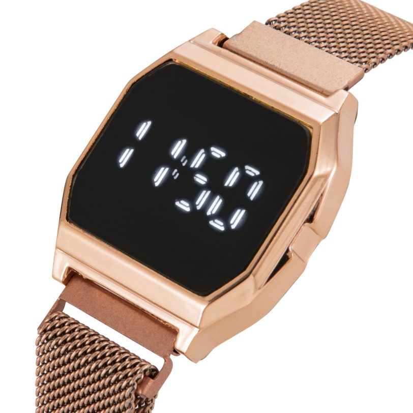 Luxury Rose Gold LED Digital Watches For Women Man Universal Waterproof Magnetic Bracelet Ladies Women's Wrist Watch Reloj Mujer