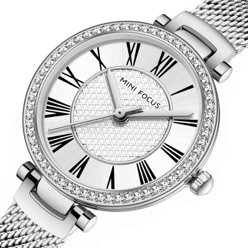 MINI FOCUS Fashion Ladies Watch Top Brand Luxury Female Watch For Women Casual Mesh Steel Strap Diamond Dial Classic Clock 0424