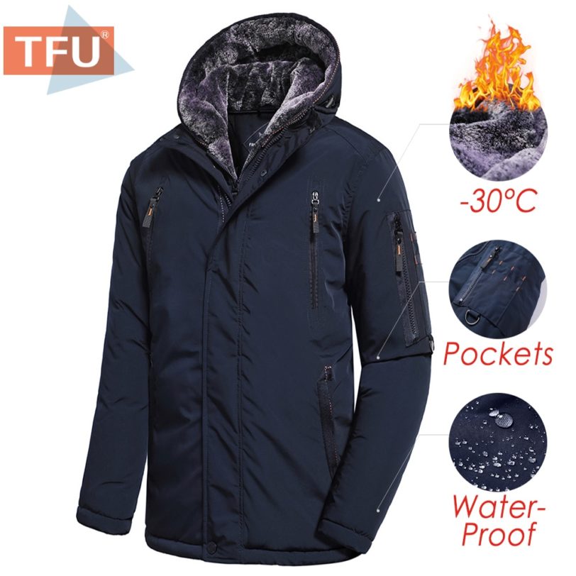 Men 2021 Winter New Casual Long Thick Fleece Hood Waterproof Parkas Jacket Coat Men Outwear Fashion Pockets Parka Jacket 58 Plus