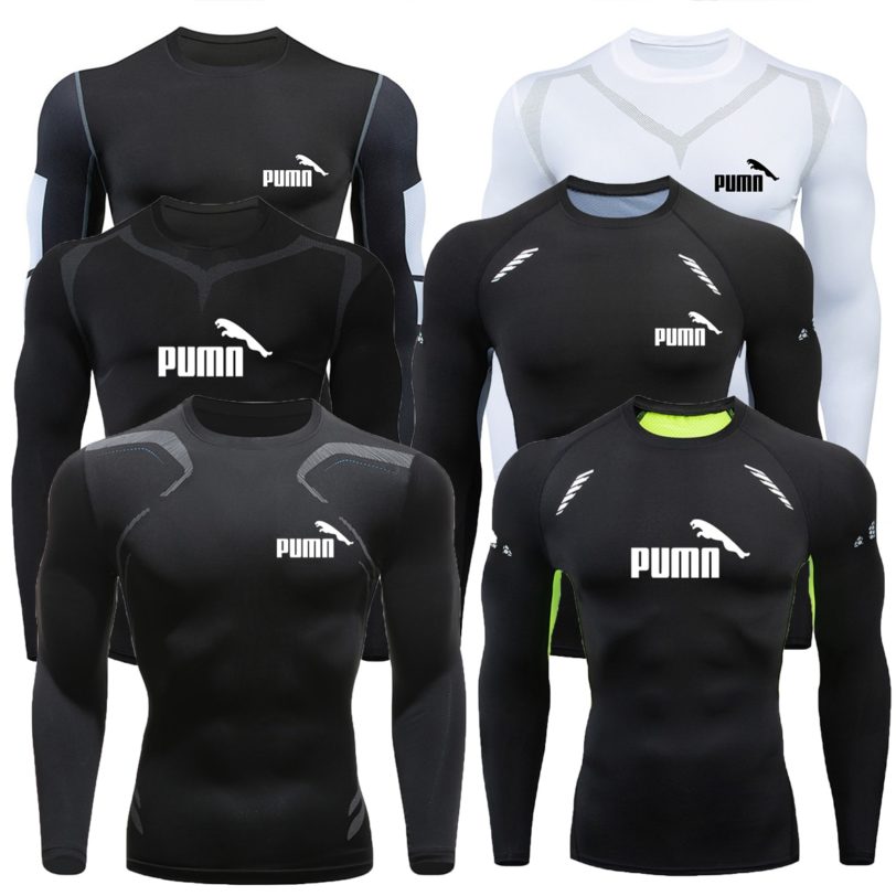 Men Compression Running T Shirt Fitness Tight Long Sleeve Sport tshirt Training Jogging Shirts Gym Sportswear Quick Dry rashgard