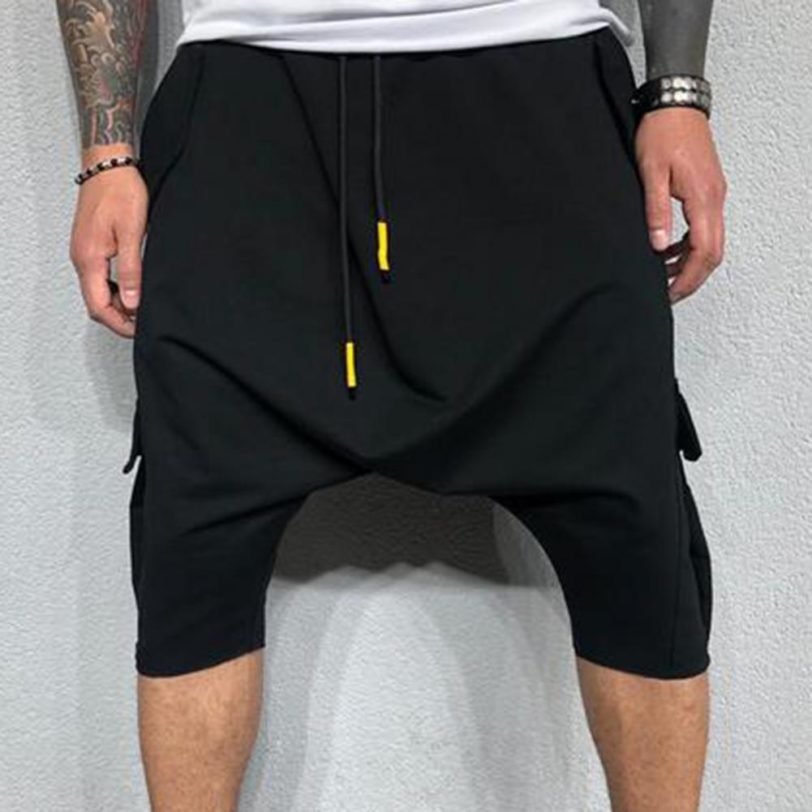 Men Harem Pants Summer fashion Adjustable Micro-elastic Soft Cotton Blend Low Crotch Cargo Trousers for Summer Men's Clothing