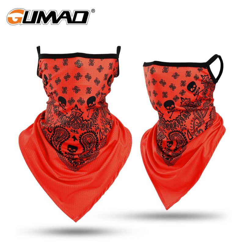 Men Skull Printed Bandana Cycling Face Cover Mask Ski Neck Gaiter Bicycle Running Hiking Tube Scarf Summer Cool Half Masks Women