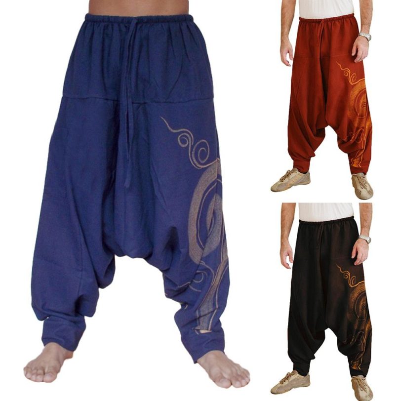 Men Stylish Drawstring Drop Crotch Ankle Tied Baggy Trousers Long Harem Pants Trousers Long Harem Pants Trousers Long Harem Pant