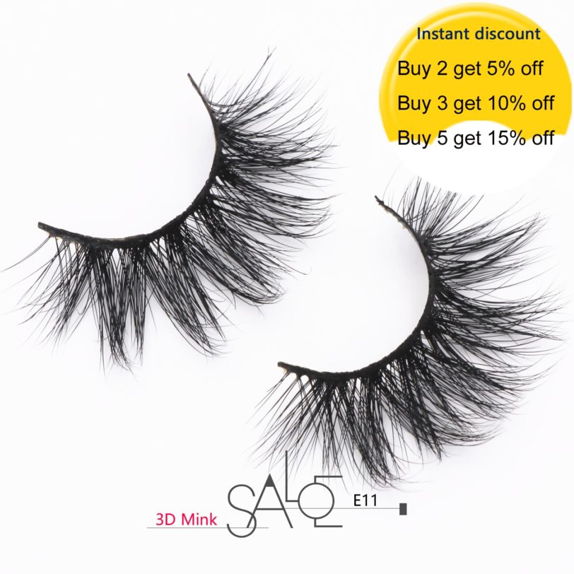 Mink Eyelashes Cruelty free Dramatic 3D Mink Lashes Full Strip Lashes Soft False Eyelashes Wispy Makeup Beauty Lashes Case E11