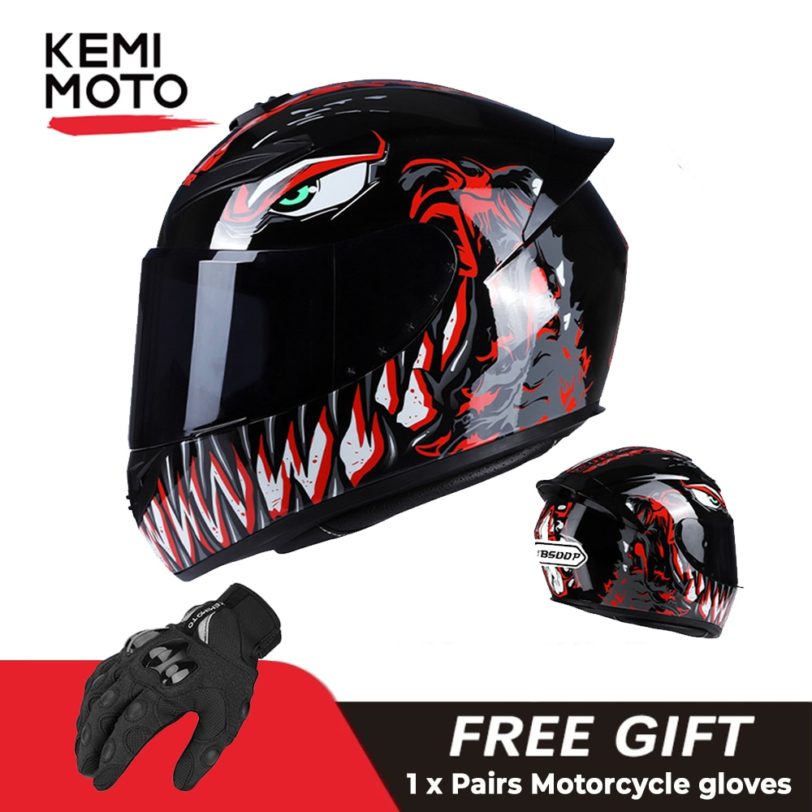 Motorcycle Helmet Racing Motocross Moto Helmets Full Face Helmets Flip Up Moto Black Adult Motorbike Street Touring Cool Rider