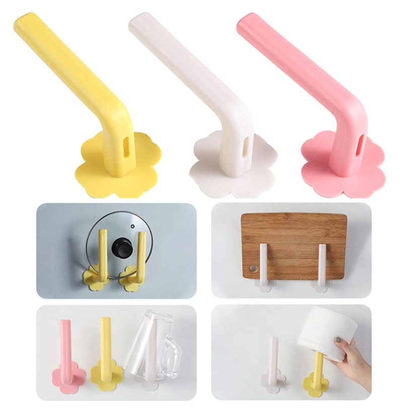 Multi-use Roll Paper Rack Towel Holder Door Handle Under Cabinet Roll Rack Tissue Hanger Home Storage Holder for Bags Toothbrush