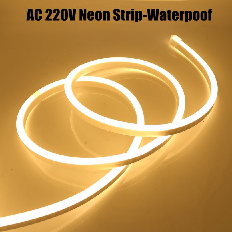 Neon Strip EU 220V Waterproof Outdoor Garden Lighting White/Warm White 2835 120LEDs/m Ribbon Tape Flexible LED Strip Night Lamp