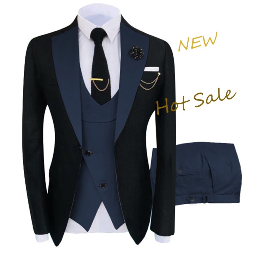 New Costume Homme Popular Clothing Luxury Party Stage Men's Suit Groomsmen Regular Fit Tuxedo 3 Peice Set Jacket Trousers Vest