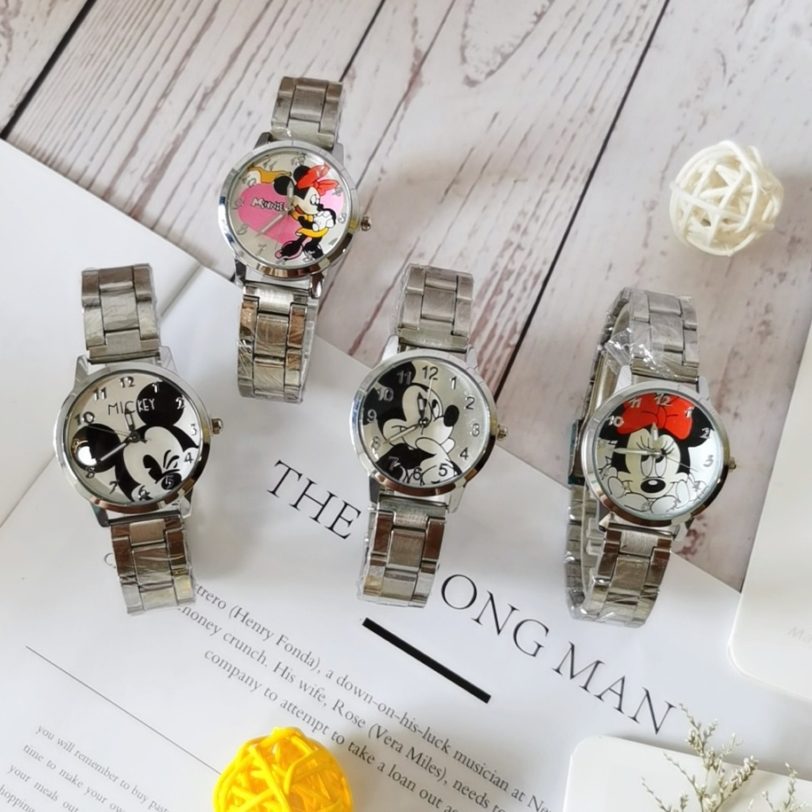 New Disney Mickey Minnie Mouse children's watch boy girl anime watch stainless steel strap waterproof watch birthday gifts Toy