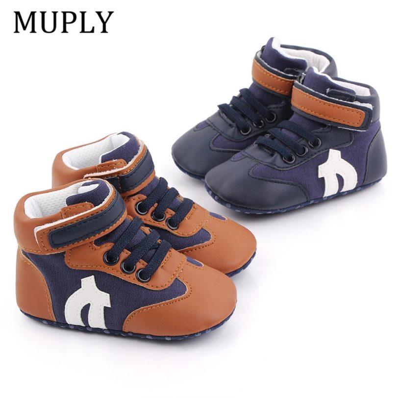 Newborn Baby Boys Shoes Pre-Walker Soft Sole Pram Shoes Canvas Sneakers Trainers Casual Shoes