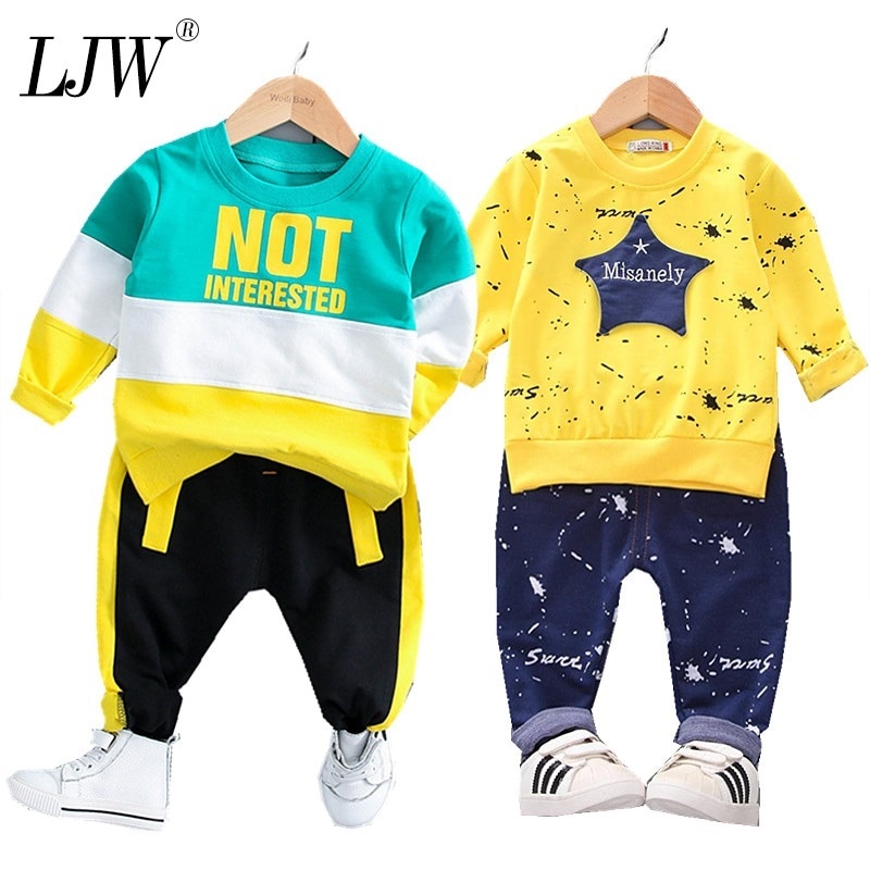 Newborn Kids Clothes Baby Boys Costume Letter Tracksuit Tops Pants 2PCS Children Boy spring Outfits girls