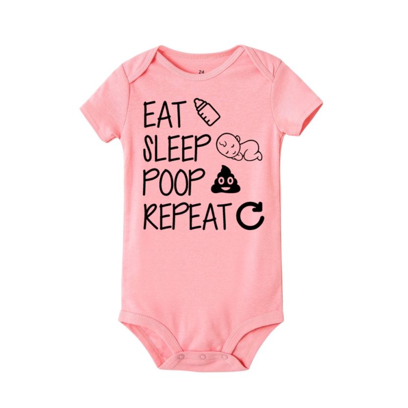 Newborn Summer romper Eat Sleep Poop Repeat Infant Toddler Baby Boy Girl Funny Letter Romper Jumpsuit Clothes Outfit