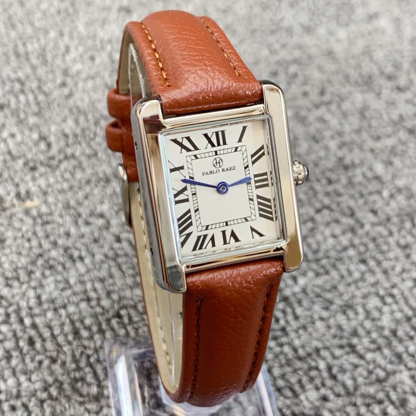 PABLO RAEZ Rectangle Women Fashion Watches Elegant Lady Quartz Casual Wristwatch Ulzzang Luxury Brand Brown Leather Female Clock