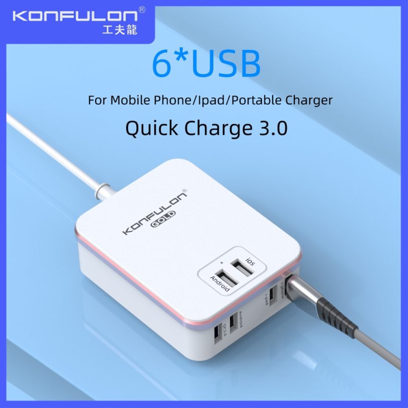 PD 20W Charger 6USB Mobile Charger US UK EU Plug Desktop зарядное устройство Mobile Phone Quick Wall Charger For Andorid Xi