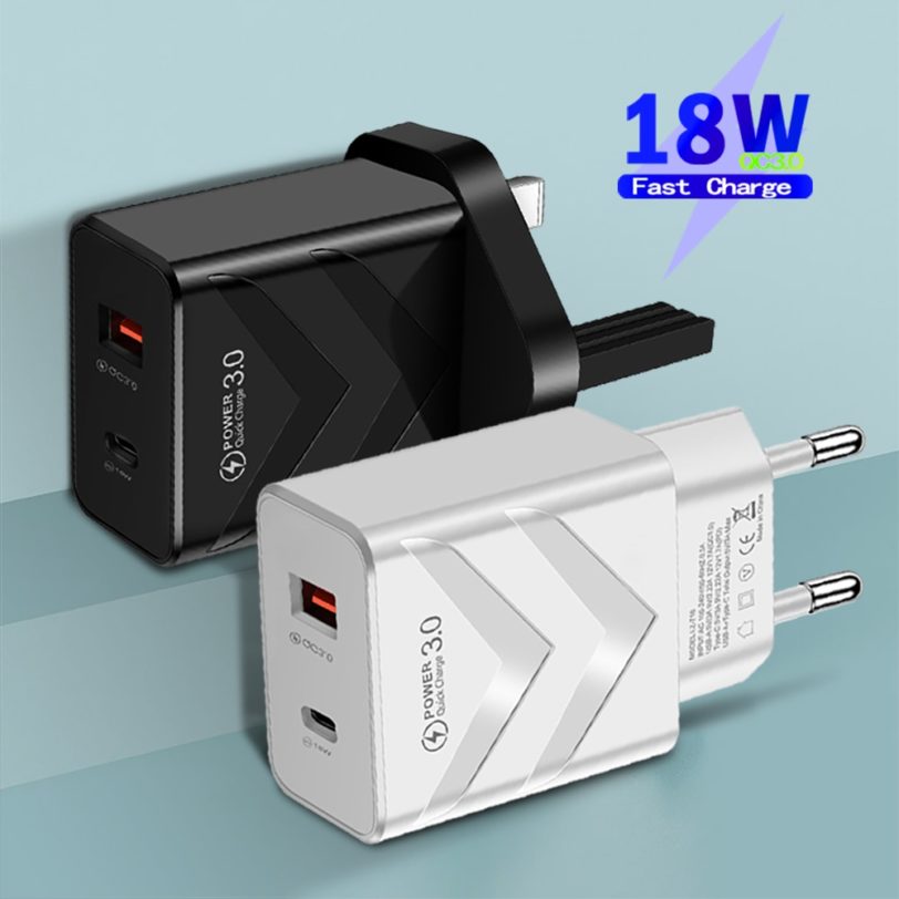 PD USB Quick Charger QC3.0/18W Fast Wall Mobile Phone Charger EU US UK Adapter For iPhone Xiaomi Huawei Samsung Quick Charger