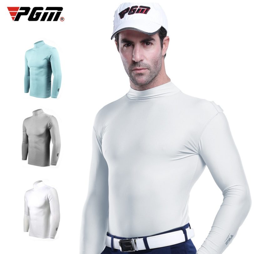 PGM Mens Sun Protection Golf Shirt Underwear Long Sleeve Golf Shirt Cooling Ice Silk T shirts