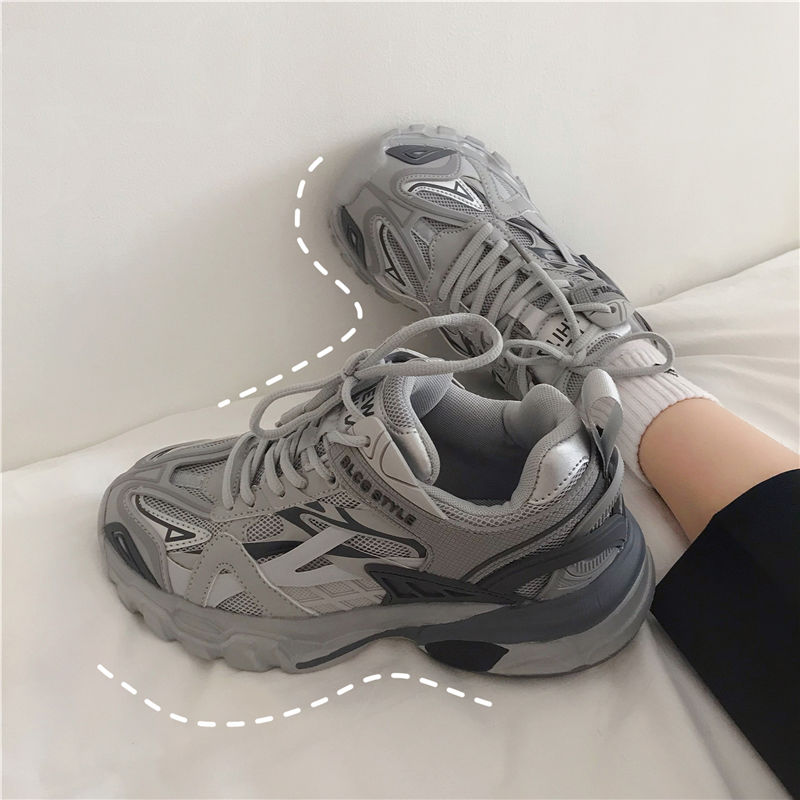 Plus Size 41 42 43 Brand Design Chunky Sneakers Women Breathable Sport Shoes Ladies Trainers Black