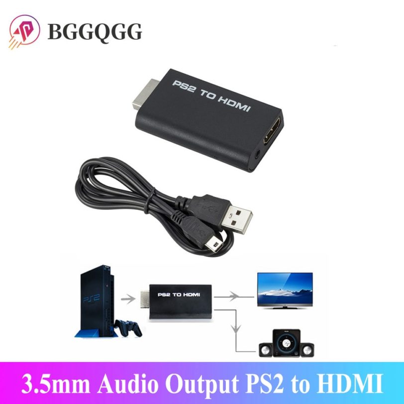 Portable PS2 to HDMI 480i/480p/576i Audio Video Converter with 3.5mm Audio Output Supports All PS2 Display Modes PS2 TO HDMI