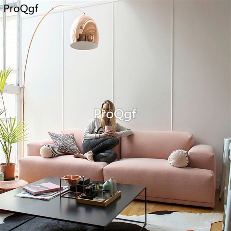 Prodgf 1Pcs A Set Velvet pink life two people seat Sofa