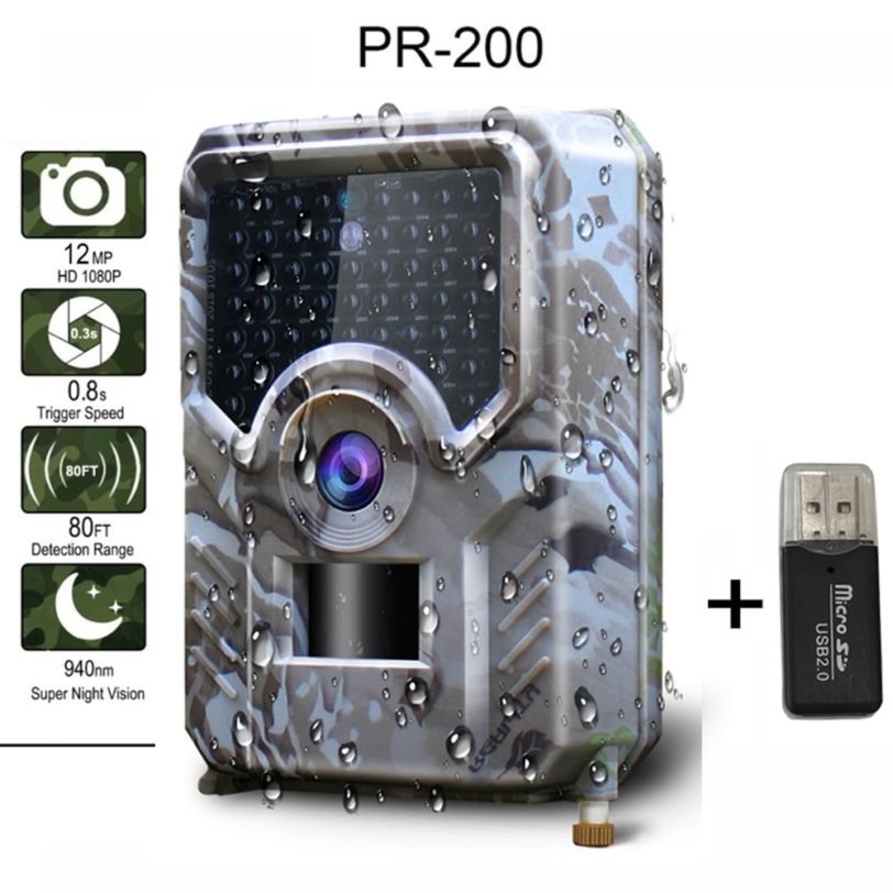 R200 Hunting Camera 12MP 49pcs 940nm Trail Camera Waterproof infrared Wildlife Camera Night Vision Hunt photo trap with SD card