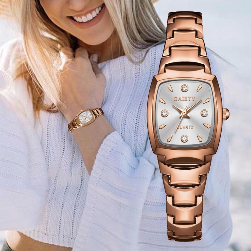 Rose Gold Women Watches Fine stainless steel Bracelet Dress Ladies watch Little Girl Clock Date Week Waterproof Womens Relogio M