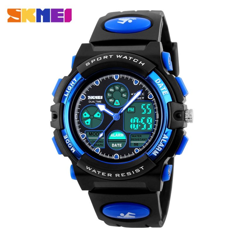 SKMEI Children's Watches Fashion Sport Military Waterproof Wristwatches Dual Time LED Digital Quartz Watch For Boys Girls Kids