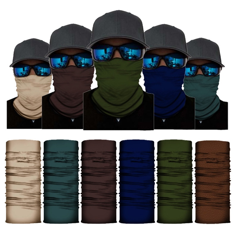 Solid Color Bandana Buffs Neck Gaiter Face Cover Women Men Outdoor Hiking Seamless Balaclava Multifunctional Mask