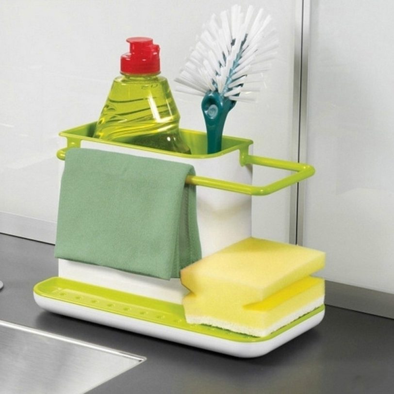 Storage Shelf Sponge Holder Draining Sink Box Kitchen Organizer Draining Rack Dish Storage Rack Stands Tidy Utensils Towel Rack