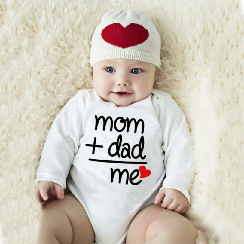 Summer Newborn Infant Baby Clothes I Love Mom & Dad Cute Toddler Jumpsuits Boys Girls Long/Short Sleeve Cotton Bodysuits Outfits