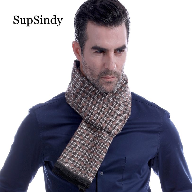 SupSindy Winter scarf men Vintage Soft Black plaid scarves luxury shawl Warm Imitation cashmere Business Casual scarfs for men