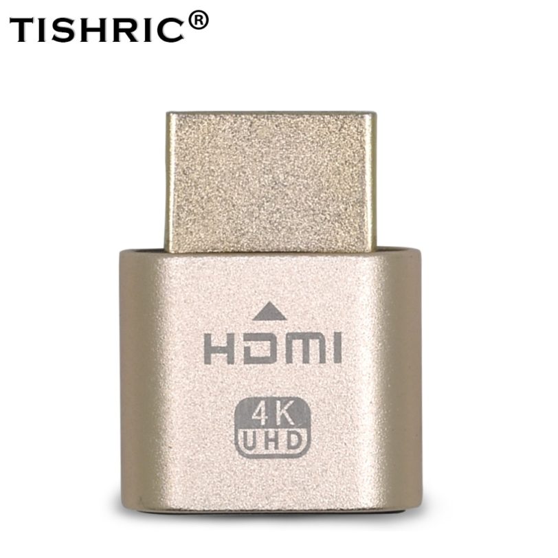 TISHRIC HDMI Virtual Display HDMI Dummy Plug DDC EDID Cheat Virtual Plug HDMI Dummy Emulator Adapter for Bitcoin Mining