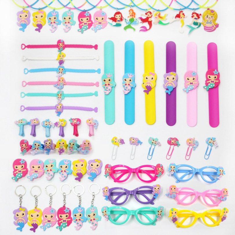 The Little Mermaid Party Favors Snap Slap Bracelet Silicone Wristband Bangle Birthday Party Gift For Kids Girl Mermaid Funny Toy