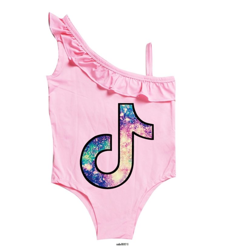 Tik Tok Bathing Suit Girls Baby Toddler One Piece Swimsuit Cute Beach Wear Kids Swimwear Lace Girls Bikini Beach Wear