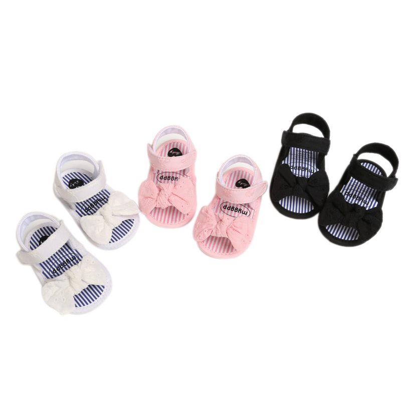 Toddlers Girls Summer Open Toe Non-Slip Soft Sole Flat Princess Sandals with Bowknot 0-18M