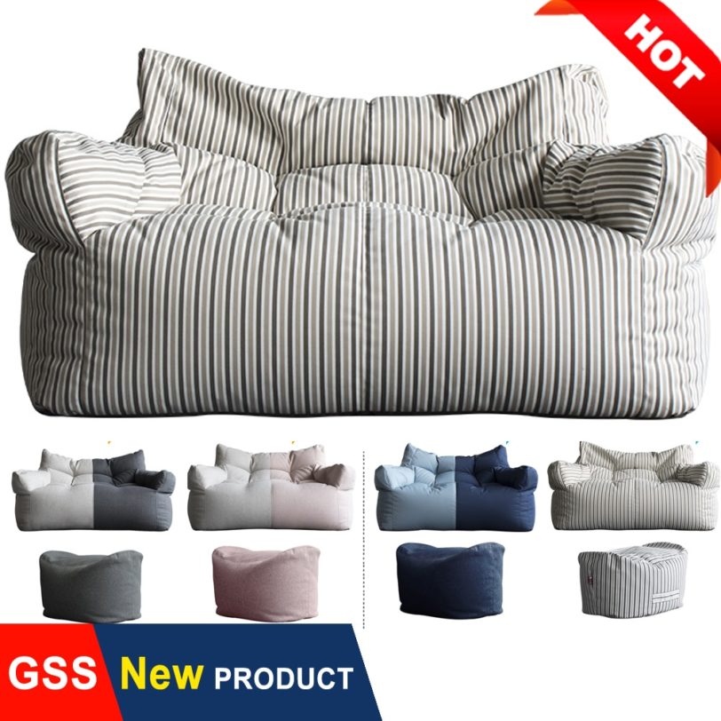 Waterproof Comfy Double Lazy Sofa Chair Slipcover No Filler Floor Seat Tatami Couch Case Pouf Ottoman Armchair Corner Sofa Bed