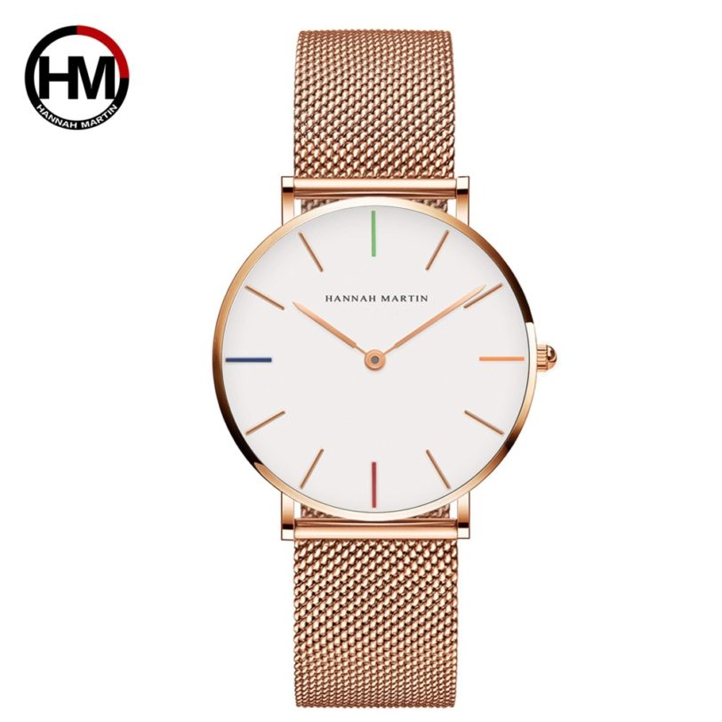 Waterproof Ladies Watch Japan Quartz Movement High hannah Martin Women Stainless Steel Dropshipping Mesh Rose Gold Women watches