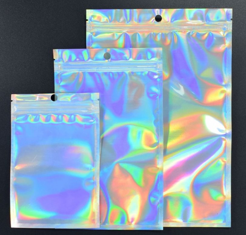 Wholesale Lashes Packaging Boxes Idea Holographic Laser Zip Lock Party Favor Bag Eyelashes Lash Package Box Custom Logo Sticker