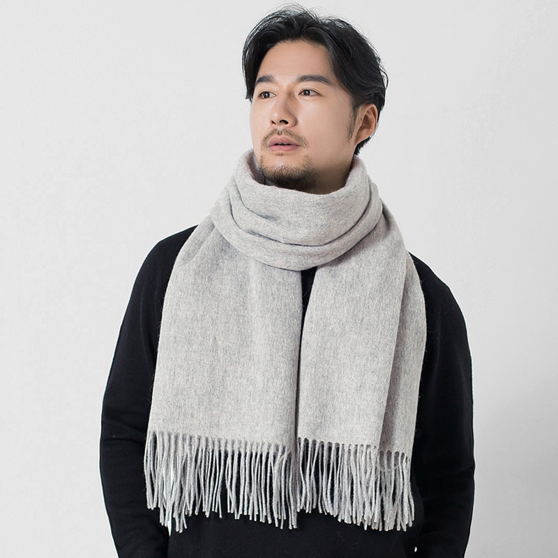 Winter Wool Scarf Men Luxury Brand Light Gray Shawls and Wraps Classical Bufanda Hombre 2021 Large