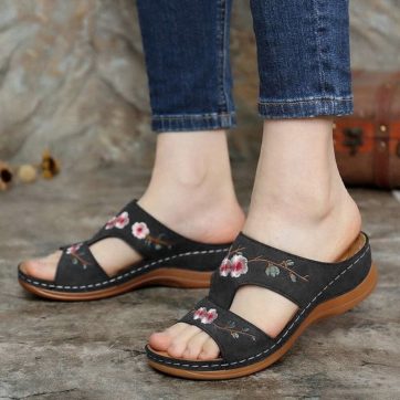 Women Wedge Sandals Premium Orthopedic Open Toe Sandals Vintage Anti slip Leather Casual Female Platform Retro
