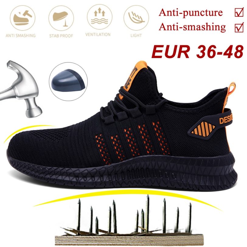Work Safety Shoes Non slip Waterproof Anti smashing Steel Toe Puncture Working Boots Lightweight Fashion Sneakers