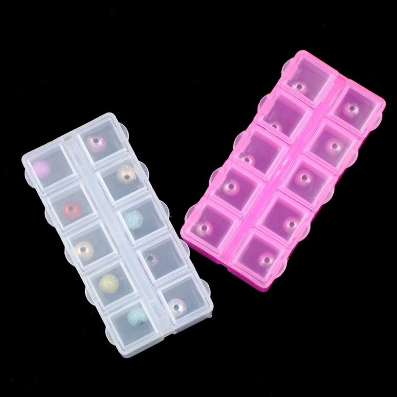 YHBZRET Rectangle small 10 Grid Plastic Storage Box packaging transparent Tool Earring Jewelry Beads Bin Case Craft Organizer